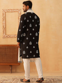 Jompers Floral Embroidered Sequinned Kurta With Pyjamas & Dupatta