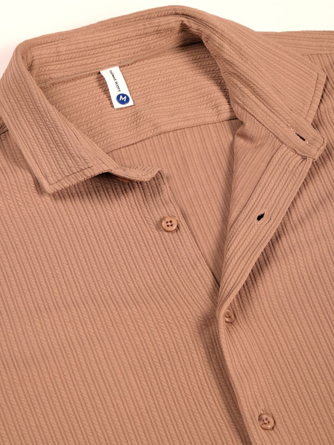 Thomas Scott Men Premium Slim Fit Vertical Stripes Casual Shirt