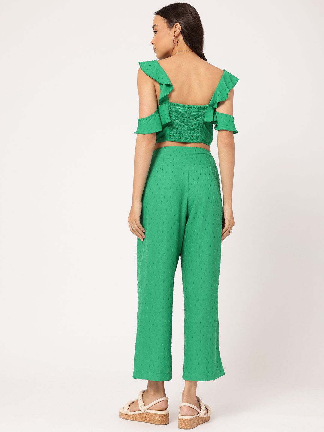 DressBerry Fashion-Fiend Ruffle Dobby Detail Pleated Co-Ords