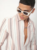 VASTRADO Men Classic Slim Fit Opaque Striped Casual Shirt