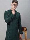 SOJANYA Motif Etnik Sulam Kurta Kapas Tulen