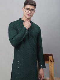 SOJANYA Motif Etnik Sulam Kurta Kapas Tulen