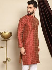 Anouk Geometric Printed Mandarin Collar Jacquard Straight Kurta