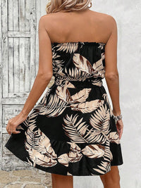 DressBerry Women Tropical Printed Strapless Fit & Flare Mini Dress
