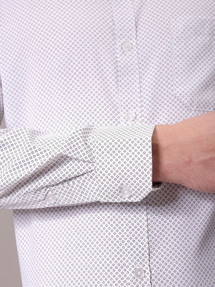 The Indian Garage Co. X Luxe Men Spread Collar Micro Ditsy Printed Slim Fit Formal Shirt