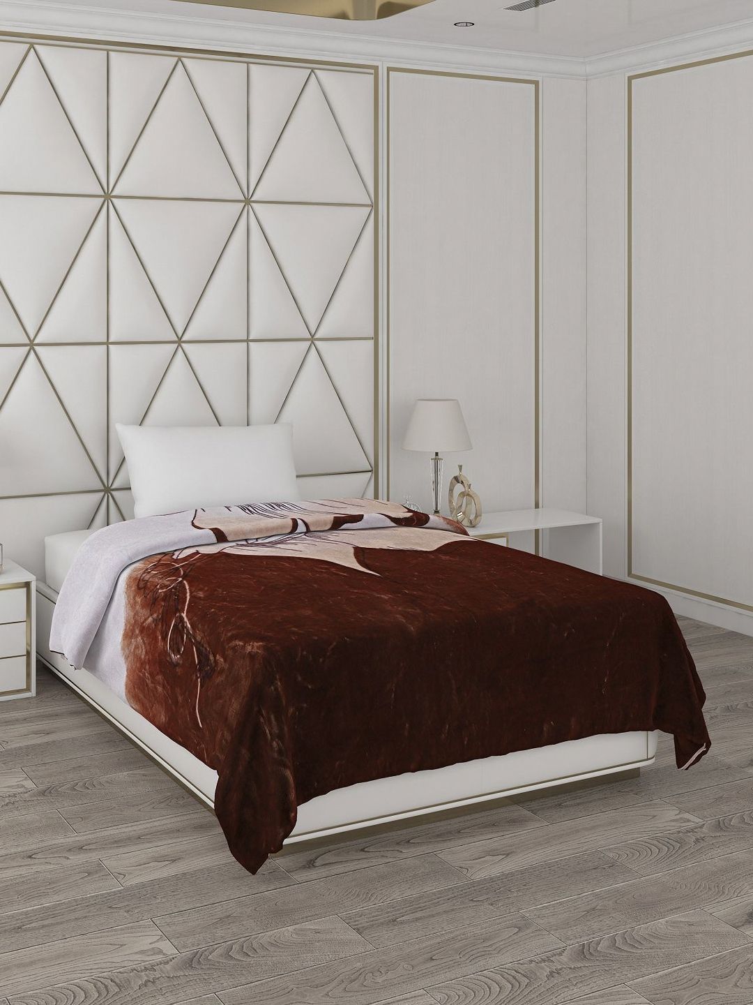 Monte Carlo Pink & Brown Floral Mild Winter 500 GSM Single Bed Blanket