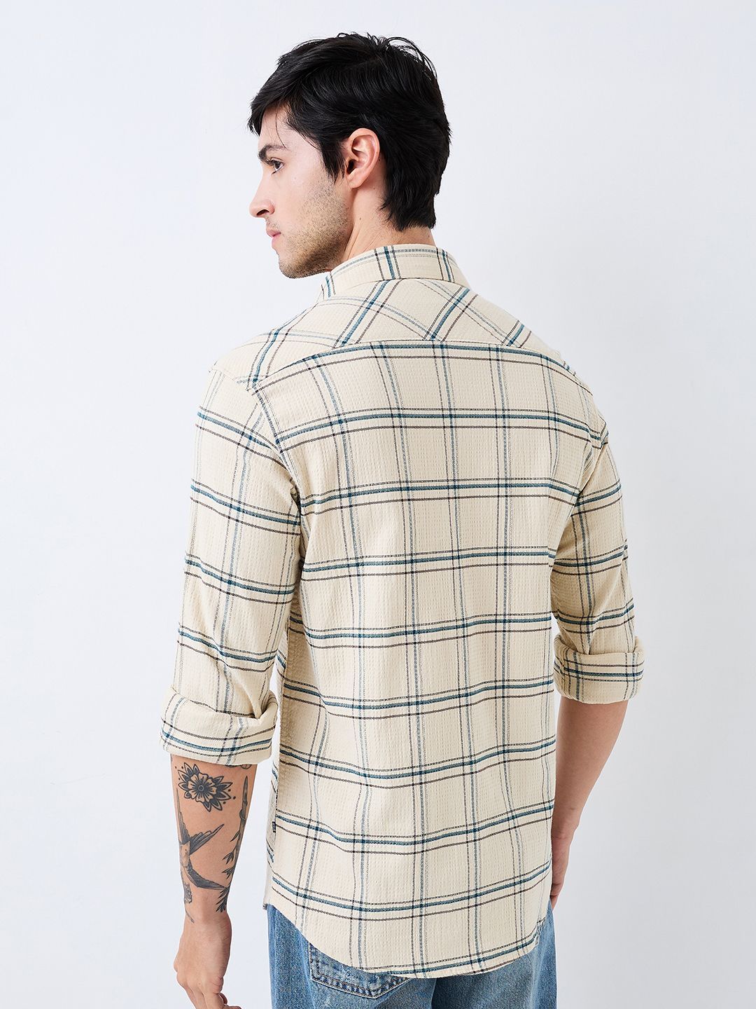 SPYKAR Men Spread Collar Tartan Checked Cotton Casual Shirt