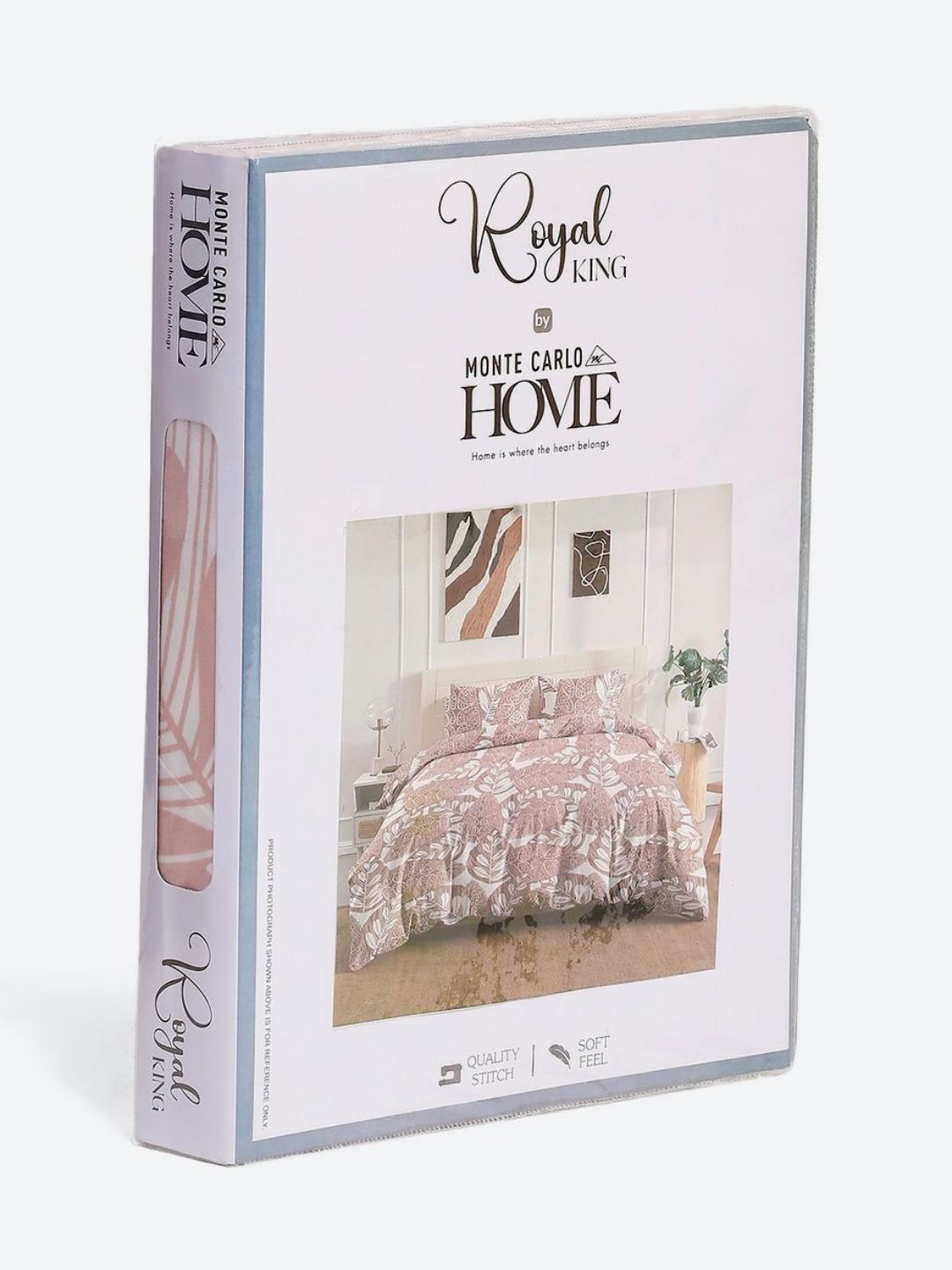 Monte Carlo Peach-Coloured & White Floral Printed 130 TC King Bedsheet Set 2.75 m x 2.75 m