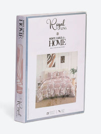 Monte Carlo Peach-Coloured & White Floral Printed 130 TC King Bedsheet Set 2.75 m x 2.75 m