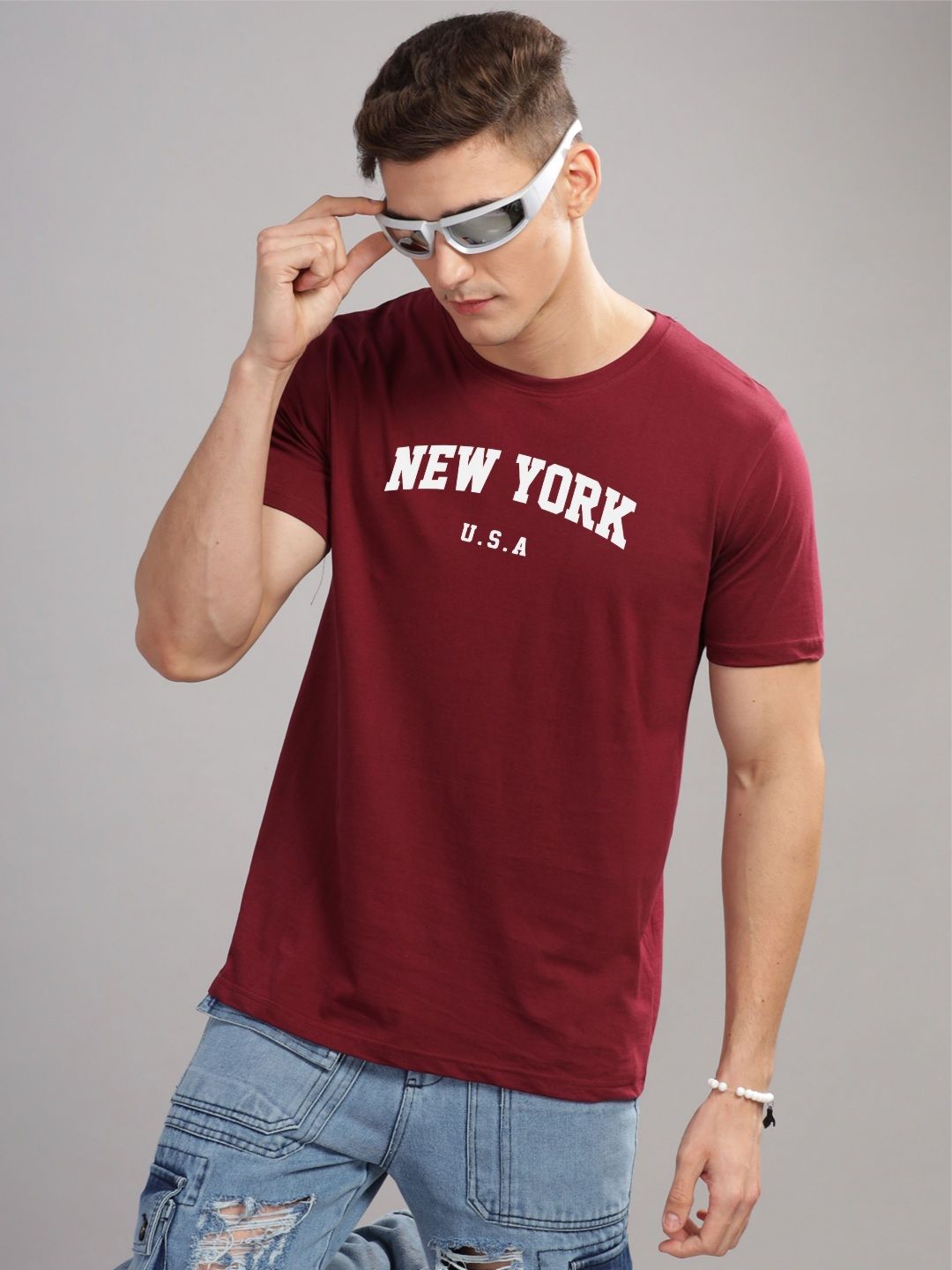ADRO Men Typography Printed Raw Edge T-shirt