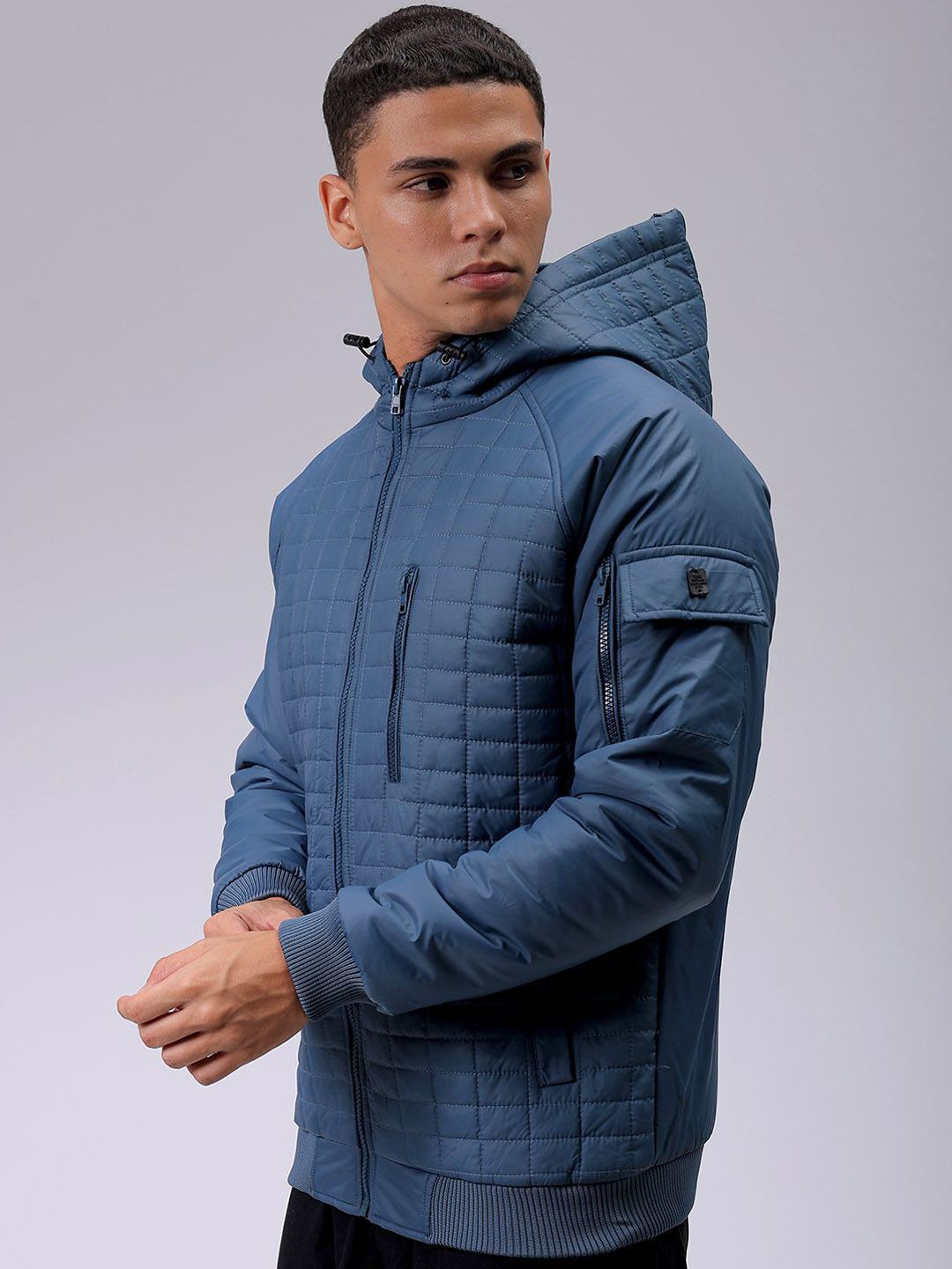 The Indian Garage Co Men Hooded Slim Fit Bomber Jacket