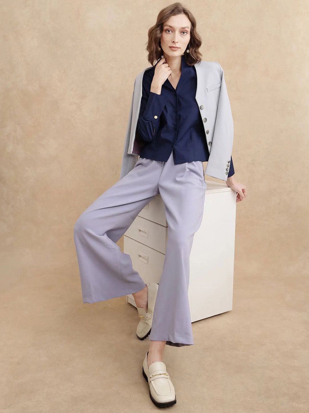 RAREISM Women Cotton Shirt Style Crop Top