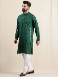 Anouk Men Geometric Embroidered Sequinned Pure Cotton Kurta & Pyjamas With Nehru Jacket