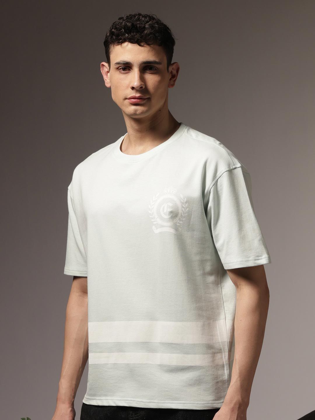 Eszett Ethnic Numero Brand Logo Cotton Round Neck Short Sleeves Oversized T-shirt