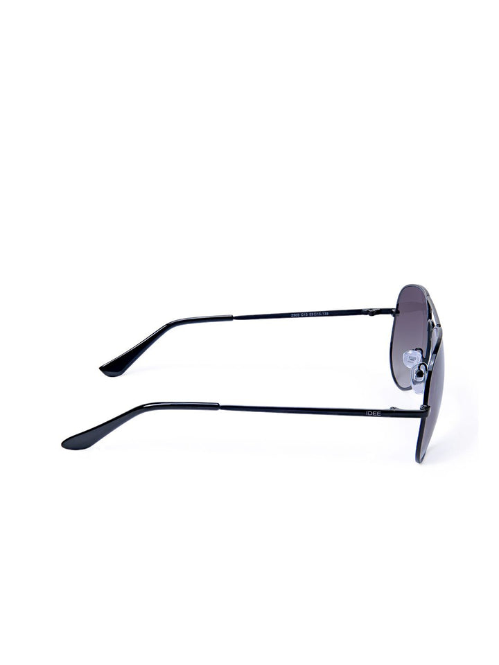 Idee Unisex Black Lens & Black Aviator Sunglasses dengan Lensa Dilindungi UV