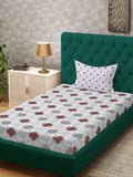 KLOTTHE Grey Geometric Cotton Single Bedsheets