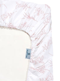KLOTTHE White Floral Printed Fitted 400 TC Cotton Super King Bedsheet With 2 Pillow Covers