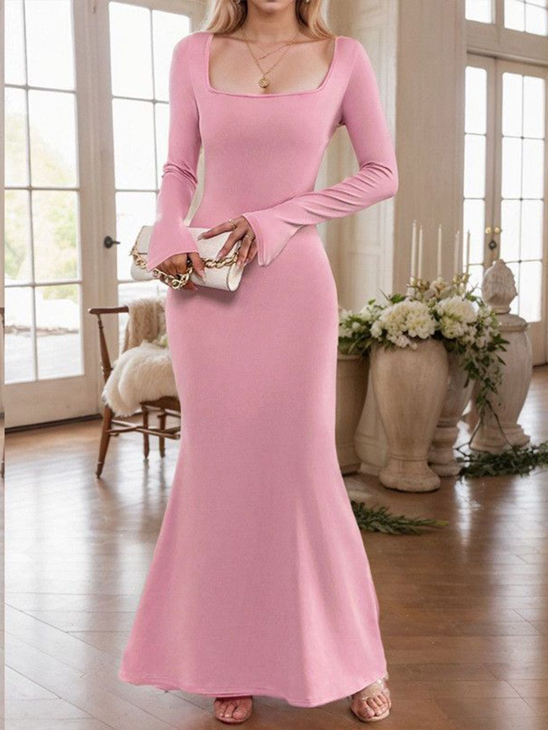 DressBerry Women Round Neck Maxi Dress