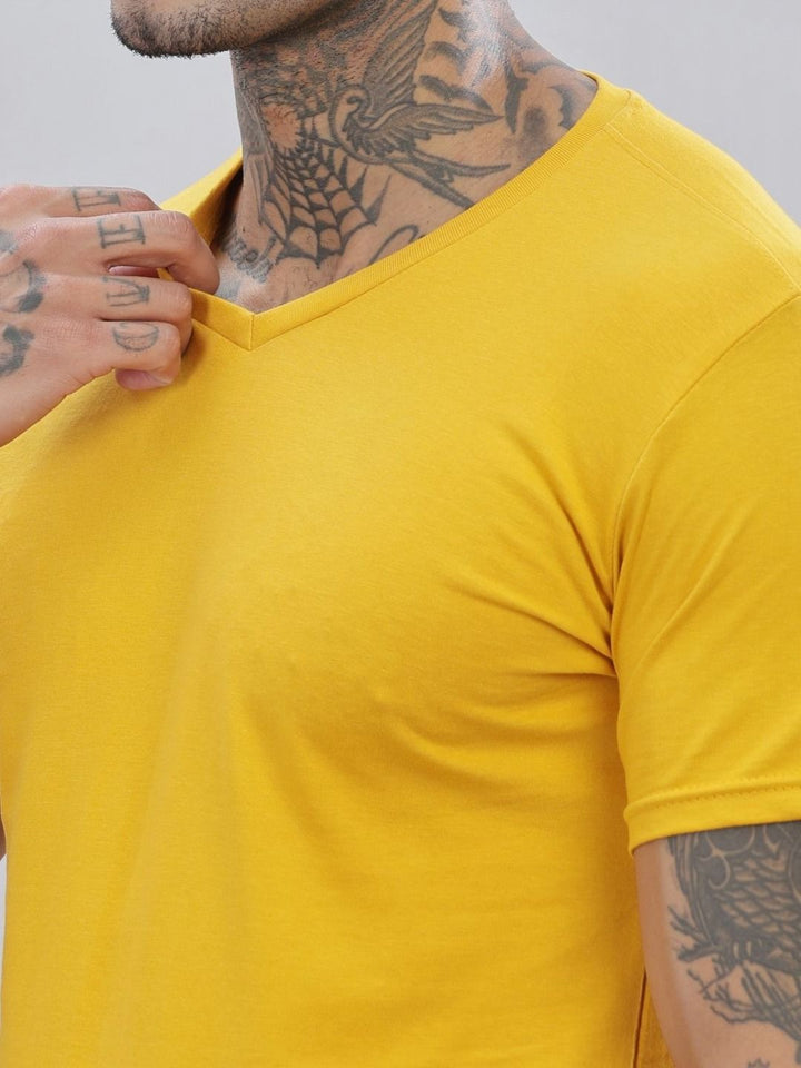 ADRO Lelaki Solid V-Neck Cotton T-shirt