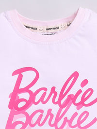 Happy Faces Girls Barbie Printed Pure Cotton Longline T-shirt