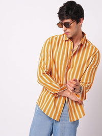 VASTRADO Classic Vertical Striped Slim Fit Cotton Casual Shirt