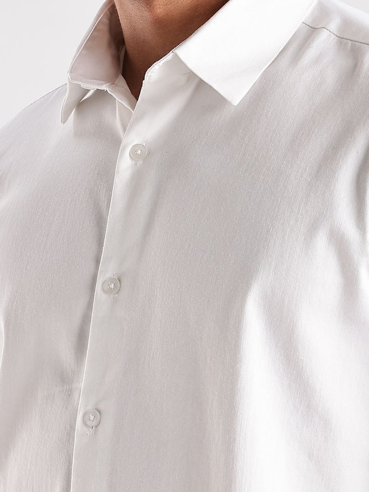 ADRO Men Slim Fit Solid Satin Casual Shirt
