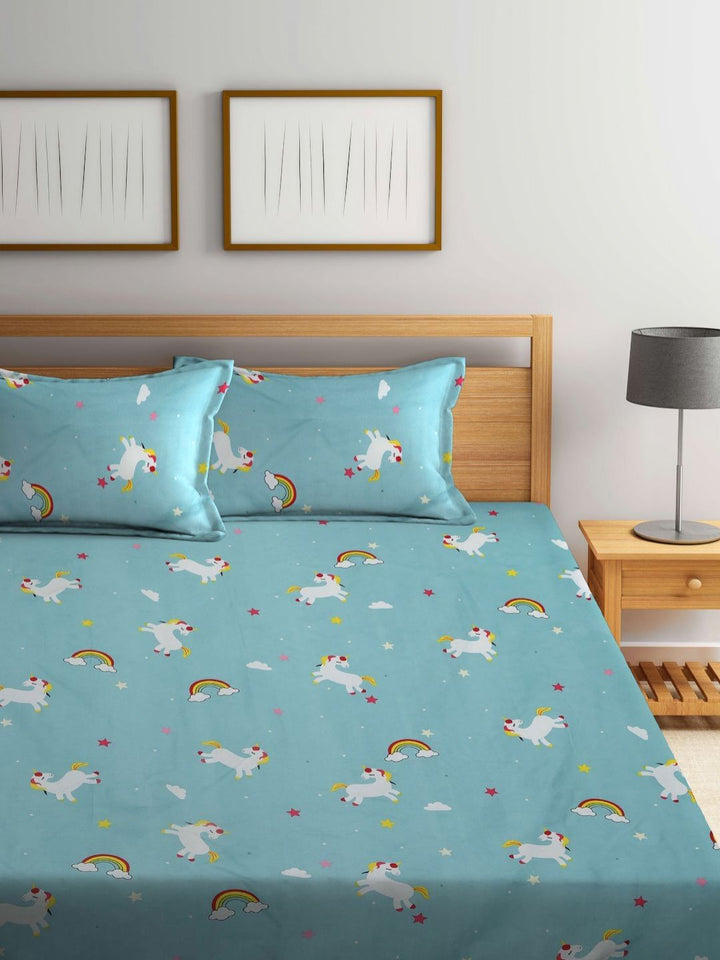 Myntra Elegant Homes Bercetak Kelabu & Merah Set Cadar King 300 TC 2.50 m x 2.20 m