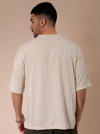 The Indian Garage Co Men Self Design Round Neck Oversized T-shirt