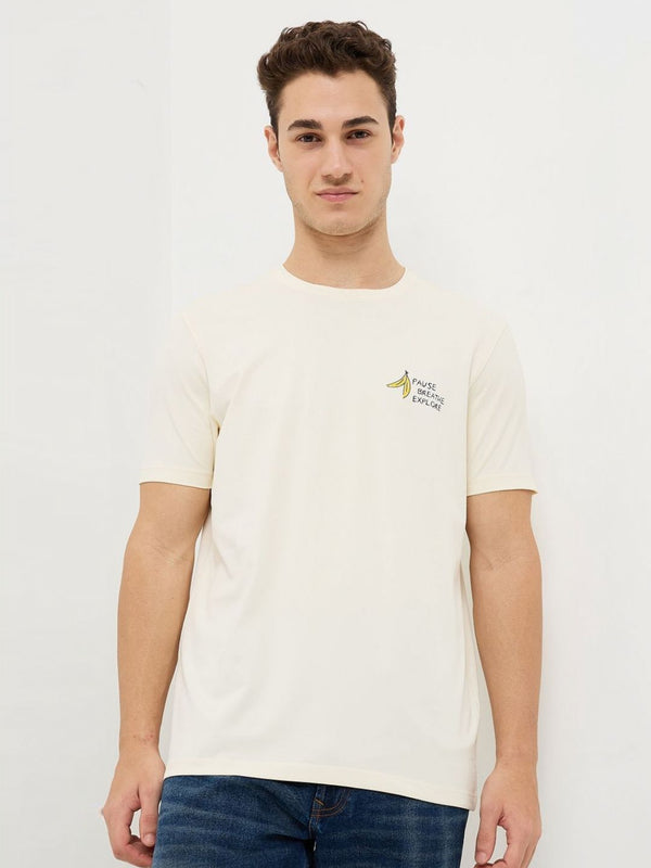 SPYKAR Men Graphic Printed Round Neck Cotton Slim Fit T-shirt