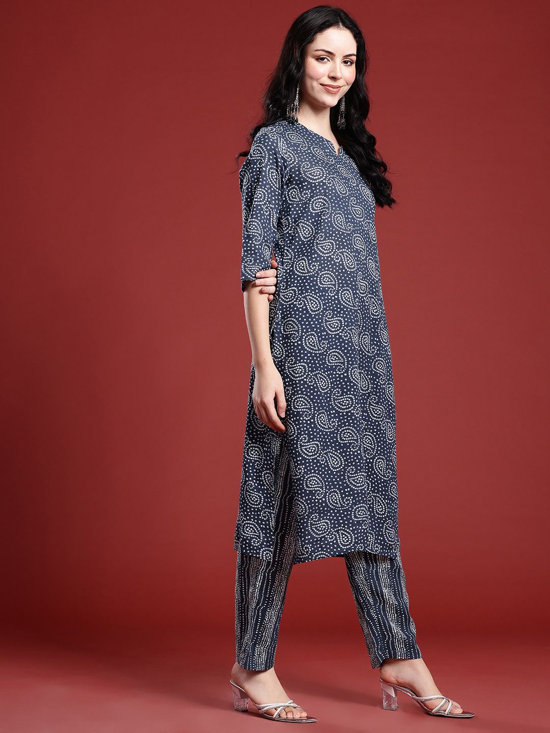 Anouk Bandhani Printed Pure Cotton Kurta with Trousers & Dupatta