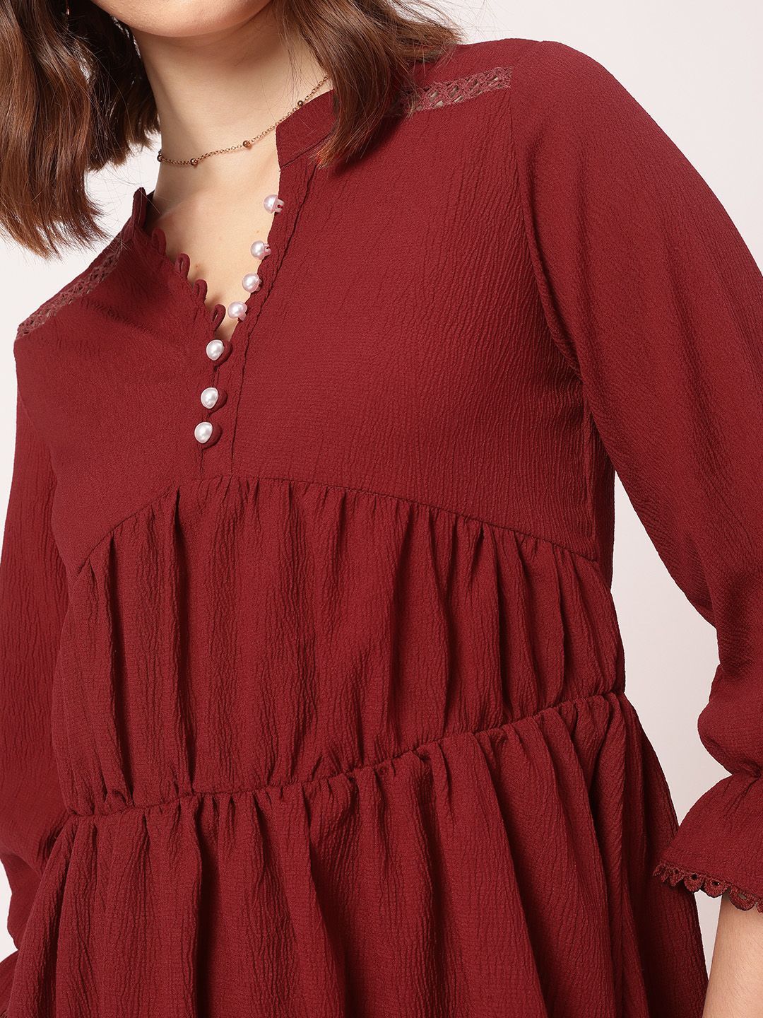 DressBerry Radiant Reflections Crinkled Bell Sleeve A-line Dress