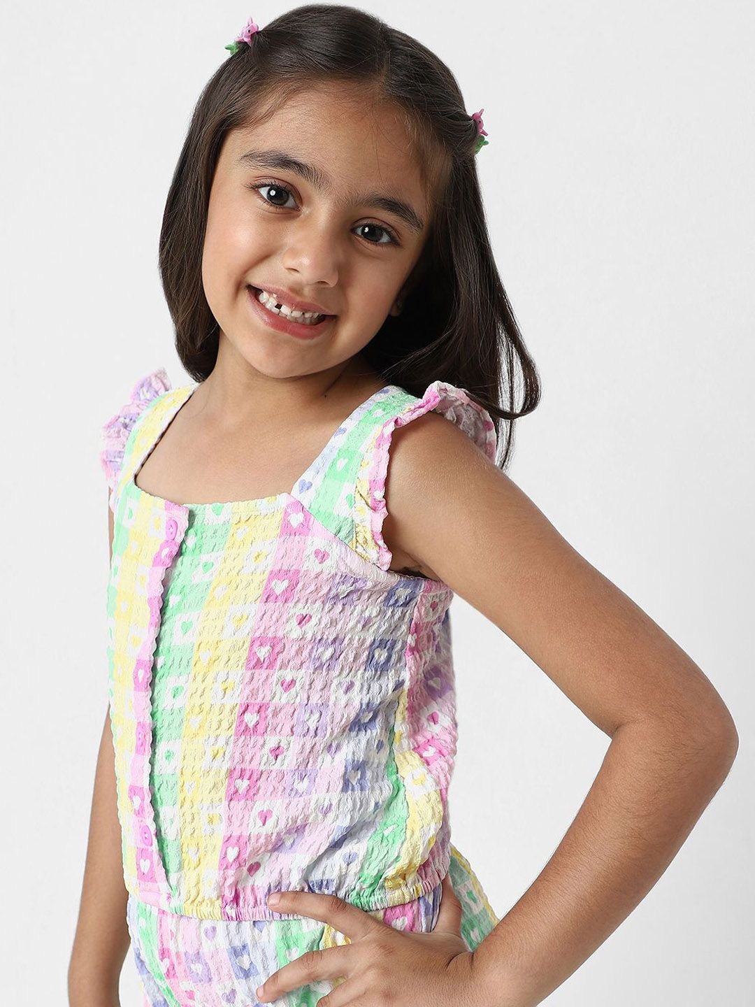 Nauti Nati Girls Heart Prints Crop Top & Pants Clothing Set