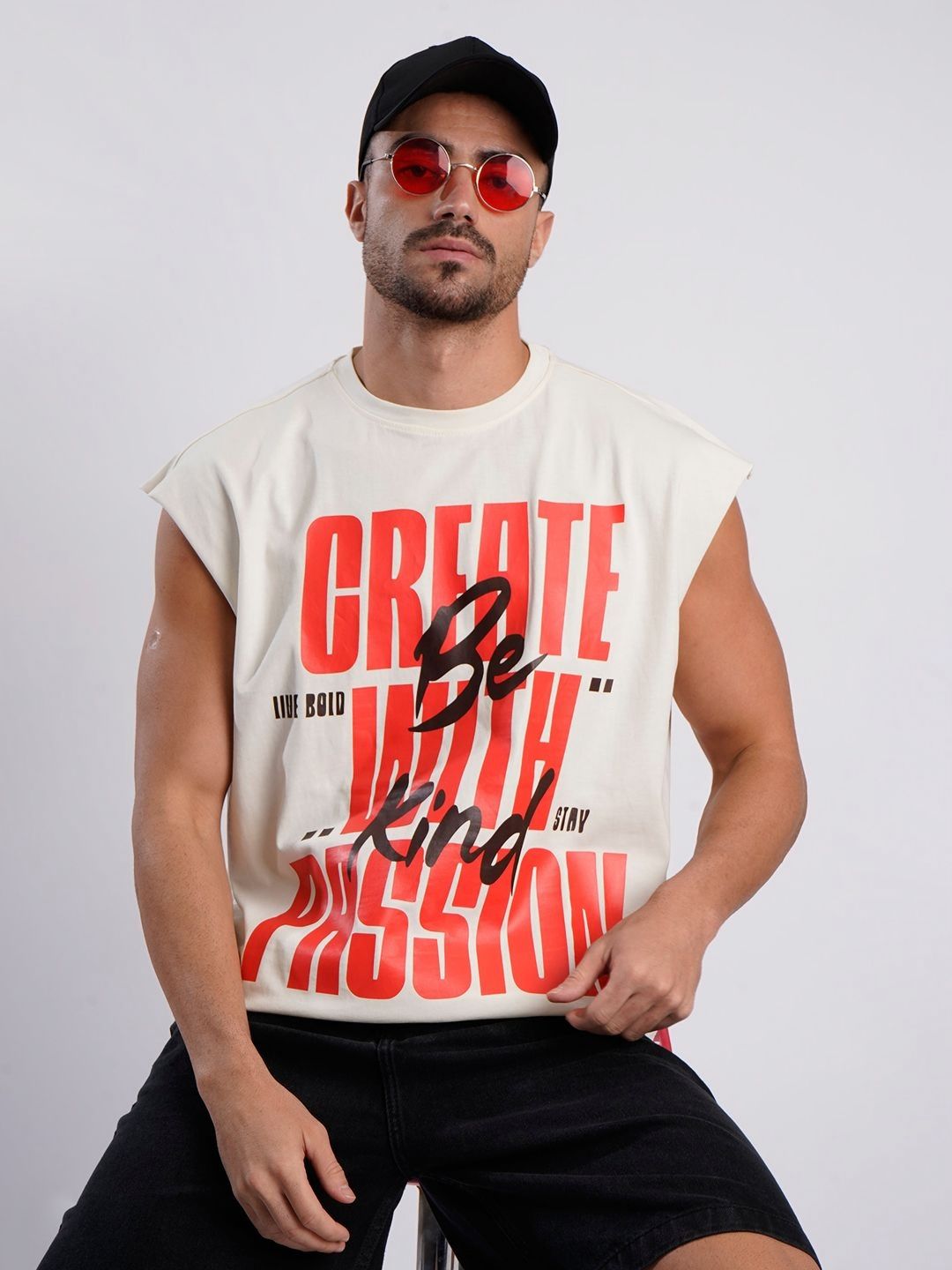Bene Kleed Men Typography Printed Extended Sleeves T-shirt