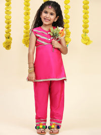 Cutiekins Girls A-Line Gotta Patti Silk Kurta with Trousers