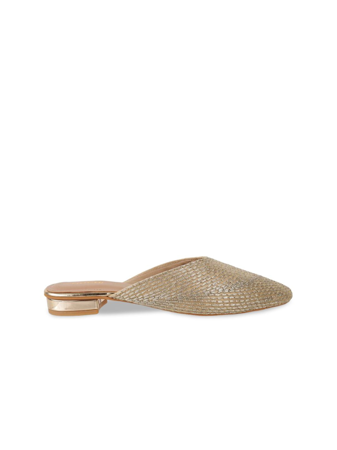 Mochi Women Woven Design Block Heel Mules