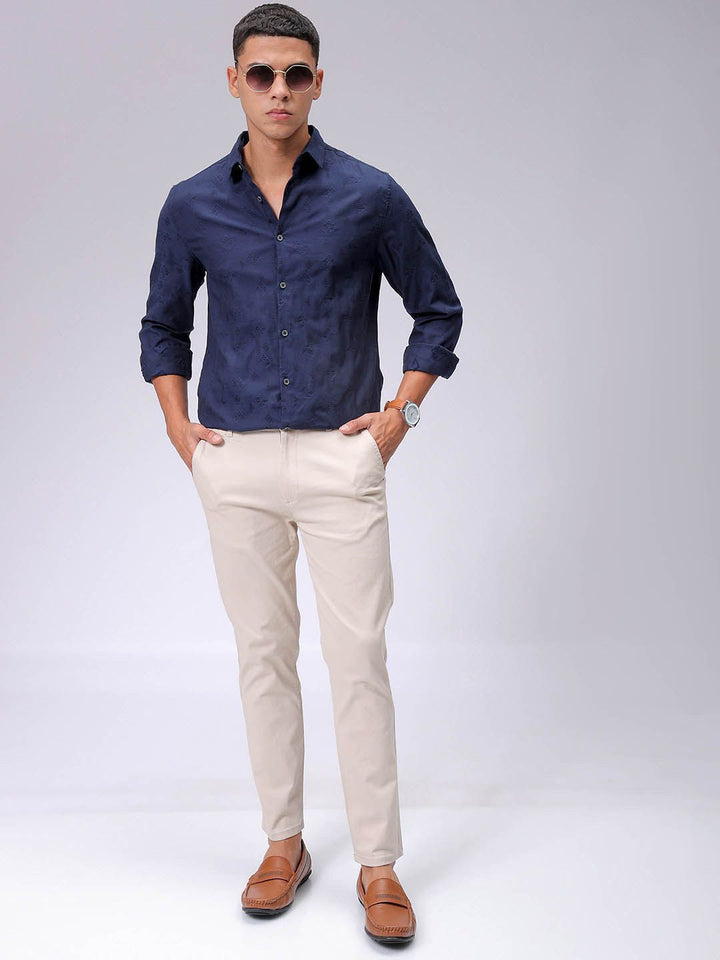 The Indian Garage Co Men Regular Fit Dobby Textured Resortwear Shirt