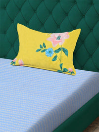 Myntra Elegant Homes Blue 300 TC Single Bedsheet with 1 Pillow Covers