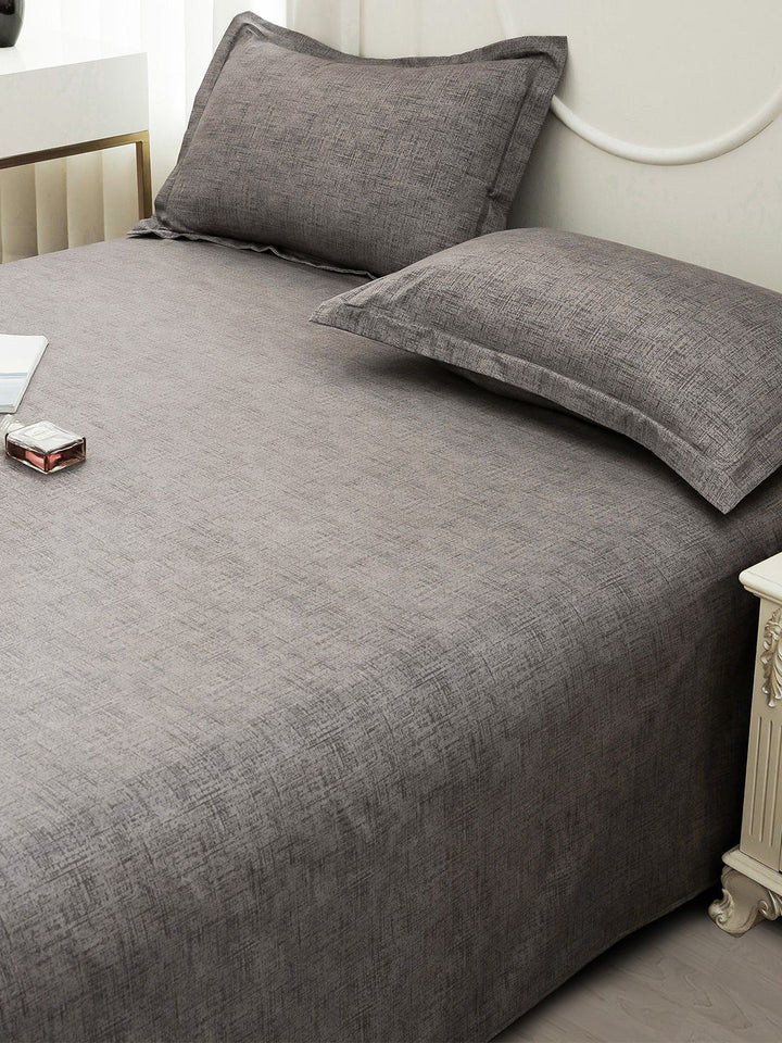 Story@home Brown Abstract Printed 240 TC Satin Finish Queen Bedsheet Set