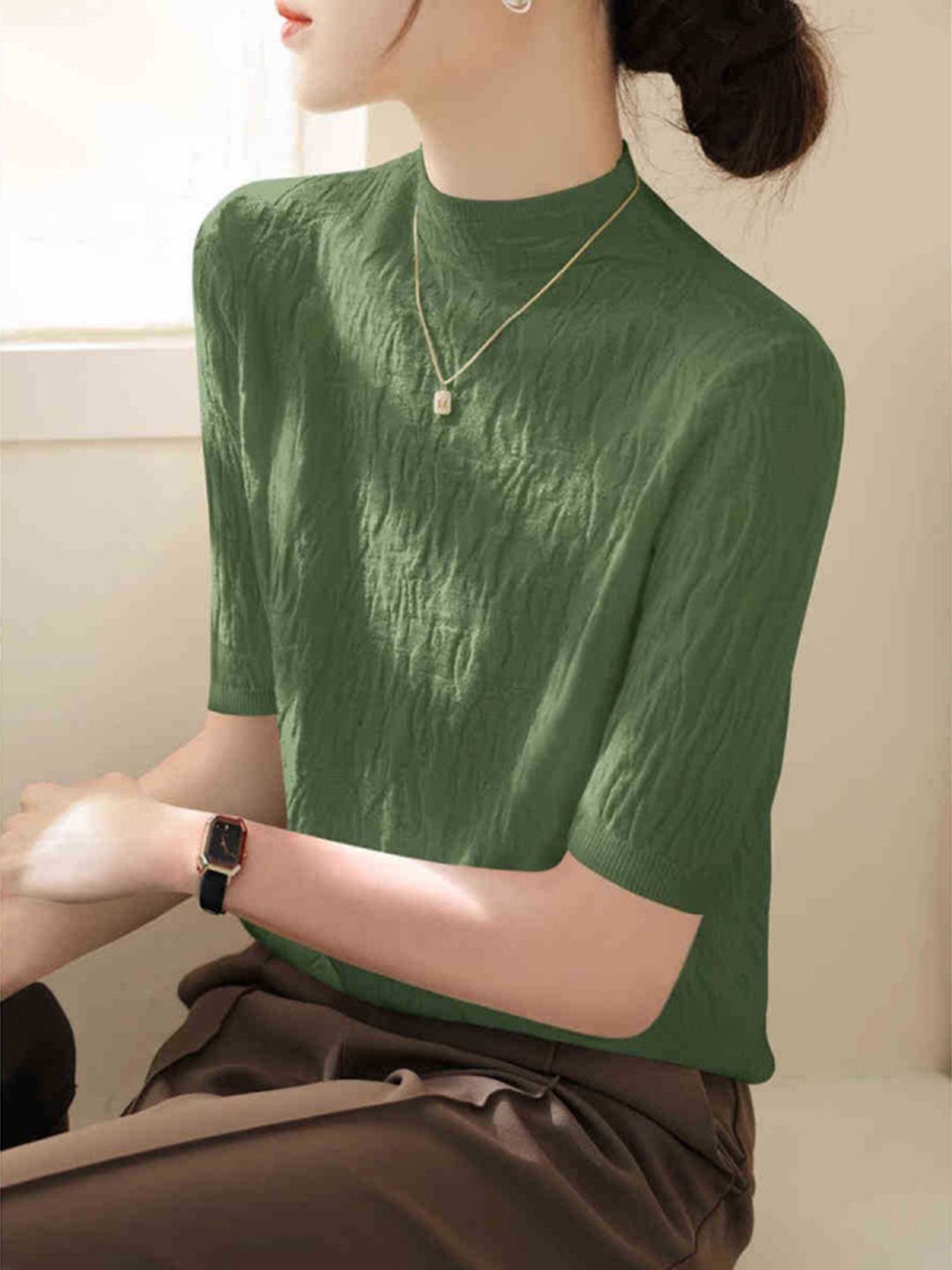 DressBerry Women Round Neck Short Sleeves Top