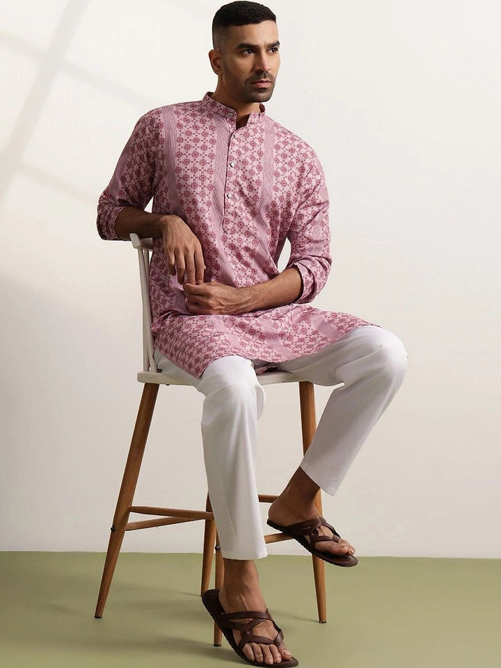 Anouk Men Printed Kurta Biasa dengan Seluar