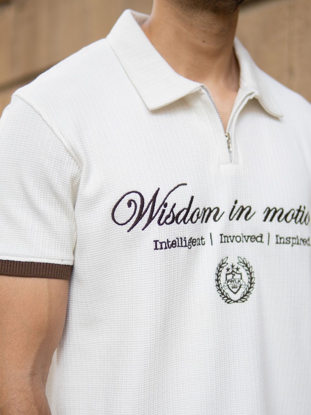 Powerlook Men Typography Printed Polo Collar Regular Fit T-shirt