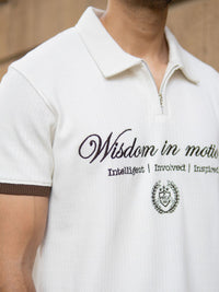 Powerlook Men Typography Printed Polo Collar Regular Fit T-shirt