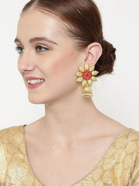 Anouk Gold Plated Cubic Zirconia Studded Dome Shaped Jhumkas