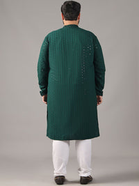 SOJANYA PLUS Plus Size Lelaki Motif Etnik Sulam Kurta Kapas Tulen Bersama Piyama
