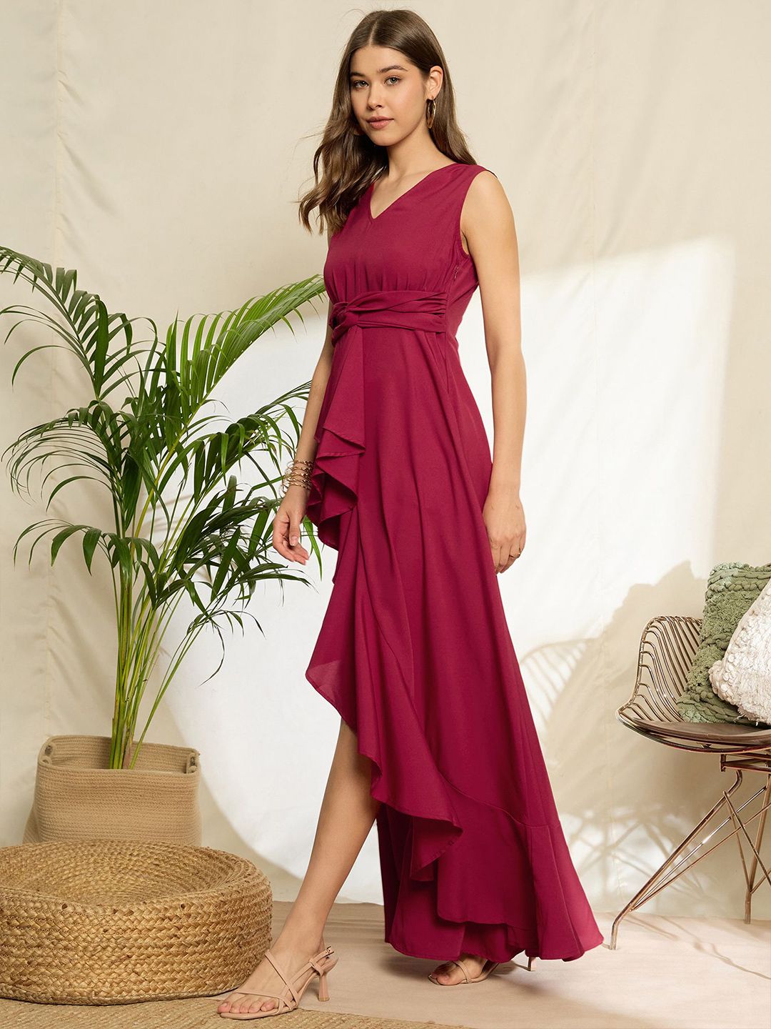 Berrylush Ruffled A-Line Maxi Dress