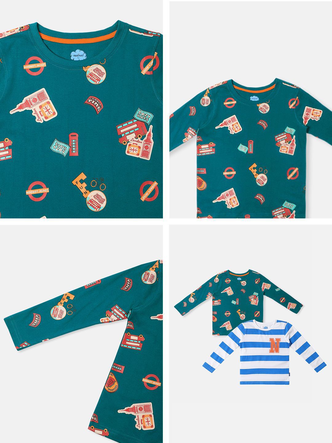 Nauti Nati Boys Pack Of 2 Bio Finish Striped Round Neck Cotton T-shirts