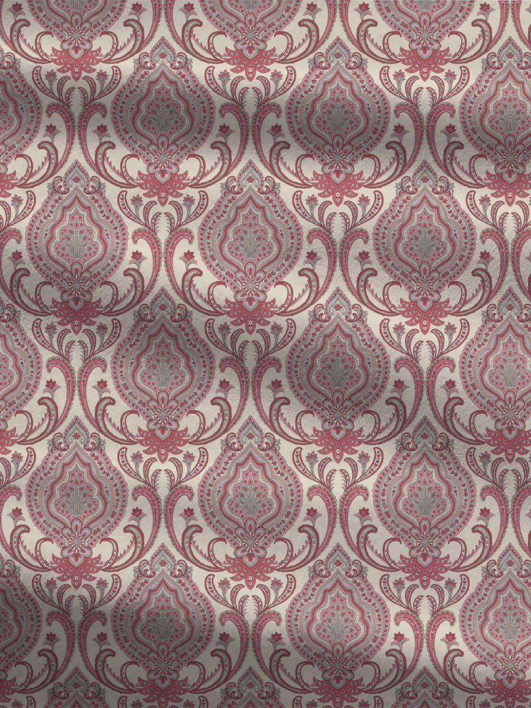 MYTRIDENT Ornate Red Dusk & Dawn Flat 144TC Queen Cotton Bedsheet Set