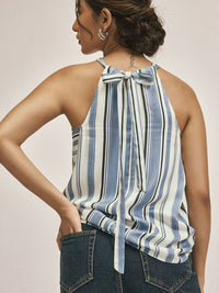 The Label Life Women Striped Halter Neck Top