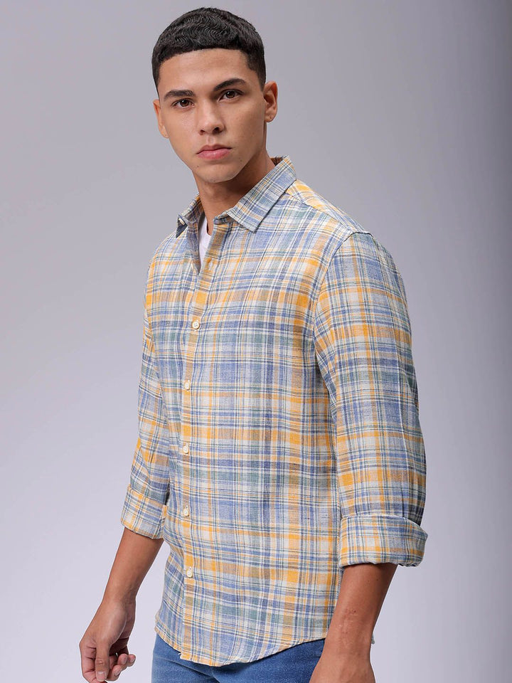 The Indian Garage Co Men Slim Fit Multi Stripes Opaque Striped Casual Shirt