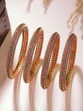 Set Karatcart dari 4 gelang tradisional Kundan berlapis emas